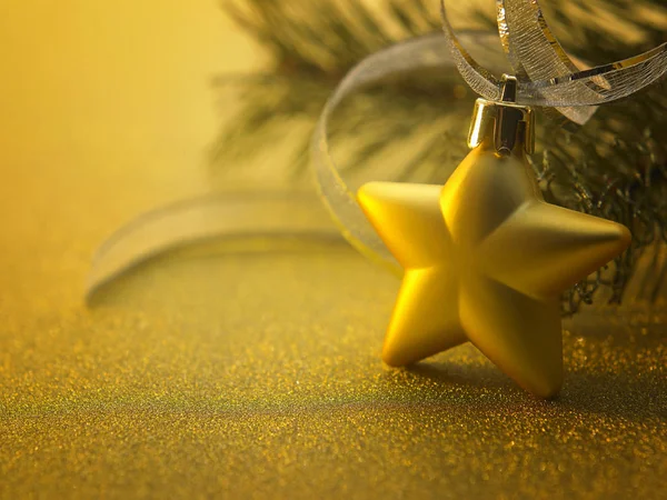 Zlatá Hvězda Tvar Vánoční Dekorace Ornament — Stock fotografie