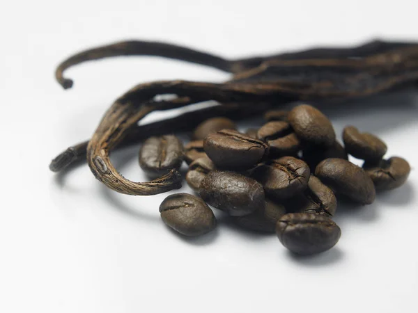 Vanilla Stick Coffee Beans White Background — Stock Photo, Image