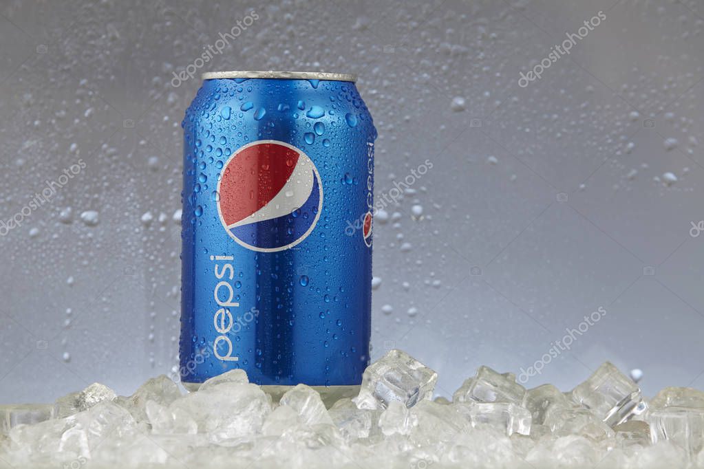 Kuala Lumpur, Malaysia - March 14, 2017: can of Pepsi on the white background