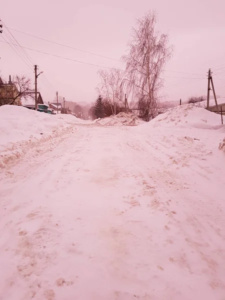 Camino de la tarde en invierno — Foto de Stock