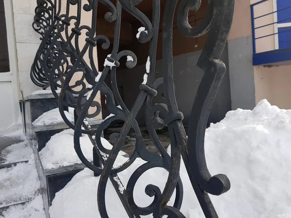 Bella recinzione forgiata e ringhiere in acciaio inossidabile — Foto Stock