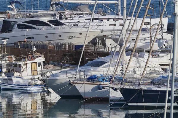 Italien Sizilien Mittelmeer Marina Ragusa Mai 2018 Hölzerne Fischerboote Und — Stockfoto