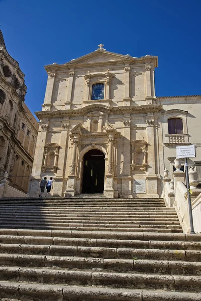 Włochy Sycylia Noto Syrakuzy Prowincji Barokowy Kościół Francesco Elewacji Xvii — Zdjęcie stockowe
