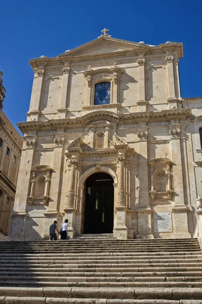 Włochy Sycylia Noto Syrakuzy Prowincji Barokowy Kościół Francesco Elewacji Xvii — Zdjęcie stockowe