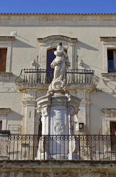 Italy Sicily Noto Siracusa Province Baroque Immacolata Statue — Stock Photo, Image