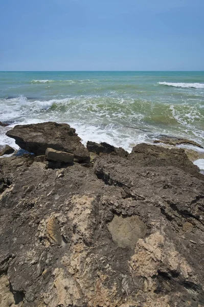 Italy Sicily Mediterranean Sea View Sicilian South Eastern Rocky Coastline — Stock Photo, Image