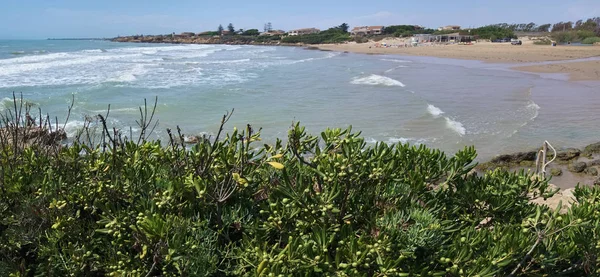 Itália Sicília Mar Mediterrâneo Vista Costa Siciliana Sudeste Praia Torre — Fotografia de Stock