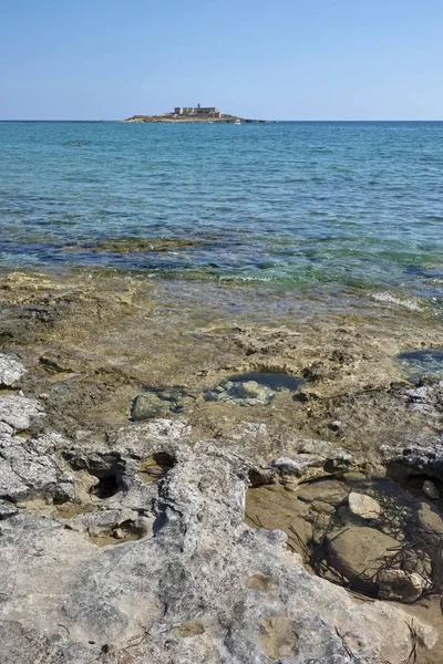 Italië Sicilië Middellandse Zee Portopalo Uitzicht Siciliaanse Rotsachtige Zuidelijke Kust — Stockfoto