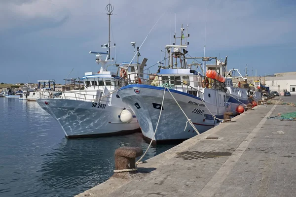 Italia Sicilia Portopalo Capo Passero Barche Pesca Nel Porto — Foto Stock