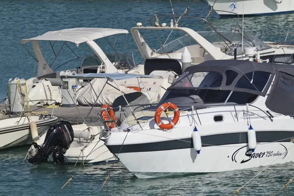Italië Sicilië Middellandse Zee Marina Ragusa Juli 2018 Motorboten Luxe — Stockfoto