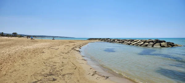 Italië Sicilië Middellandse Zee Zuid Oosten Zandige Kustlijn Donnalucata Strand — Stockfoto