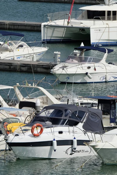 Italy Sicily Mediterranean Sea Marina Ragusa August 2018 Motor Boats — Stock Photo, Image