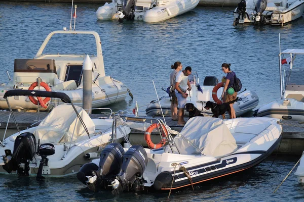 Italy Sicily Mediterranean Sea Marina Ragusa August 2018 People Dogs — Stock Photo, Image