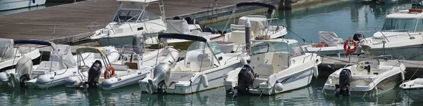 Italy Sicily Mediterranean Sea Marina Ragusa September 2018 Motor Boats — Stock Photo, Image