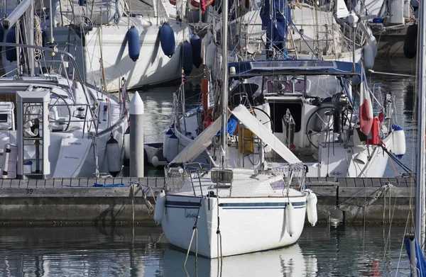 Italy Sicily Mediterranean Sea Marina Ragusa September 2018 Sailing Boats — Stock Photo, Image