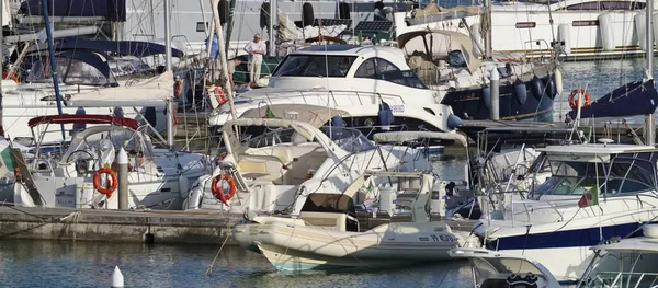 Italy Sicily Mediterranean Sea Marina Ragusa September 2018 Motor Boats — Stock Photo, Image