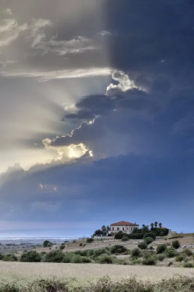 Italy Sicily Ragusa Province Old Stone House Countryside Stormy Clouds — Stock Photo, Image