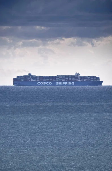Włochy Sycylia Morze Śródziemne Września 2018 Statek Towarowy Redakcja — Zdjęcie stockowe
