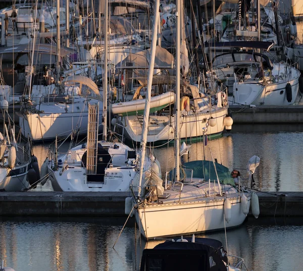 Itálie Sicílie Středozemní Moře Marina Ragusa Října 2018 Luxusní Jachty — Stock fotografie