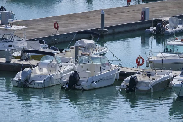 Italy Sicily Mediterranean Sea Marina Ragusa October 2018 Motor Boats — Stock Photo, Image