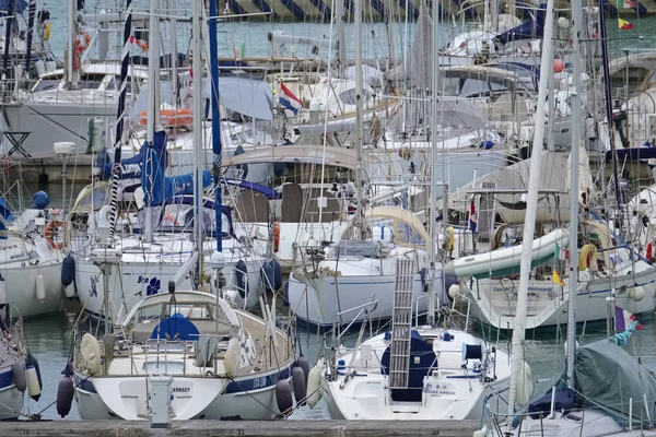 Italy Sicily Mediterranean Sea Marina Ragusa October 2018 Sailing Boats — Stock Photo, Image