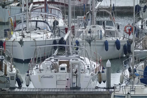 Itália Sicília Mar Mediterrâneo Marina Ragusa Outubro 2018 Veleiros Porto — Fotografia de Stock