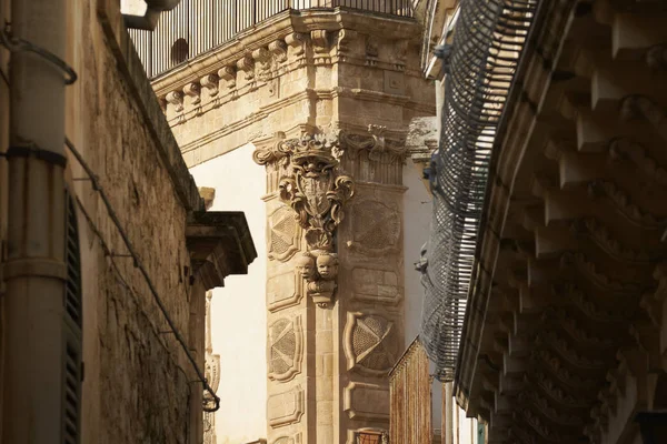 Italia Sicilia Scicli Ragusa Facciata Barocca Del Palazzo Beneventano Con — Foto Stock