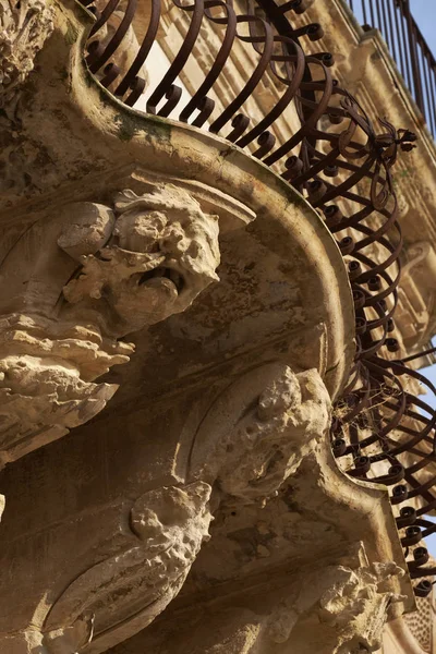Italie Sicile Scicli Province Raguse Façade Baroque Palais Beneventano Statues — Photo
