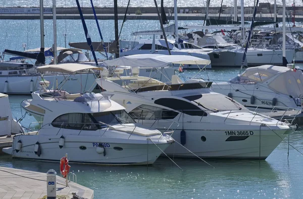 Włochy Sycylia Morze Śródziemne Marina Ragusa Października 2018 Luksusowe Jachty — Zdjęcie stockowe