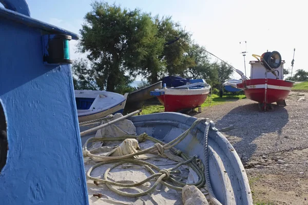 意大利的西西里岛 地中海 Sampieri 古沙省 木质渔船上岸 — 图库照片