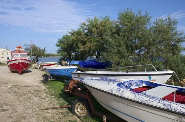 Italien Sicilien Medelhavet Sampieri Provinsen Ragusa Oktober 2018 Fiskebåtar Iland — Stockfoto