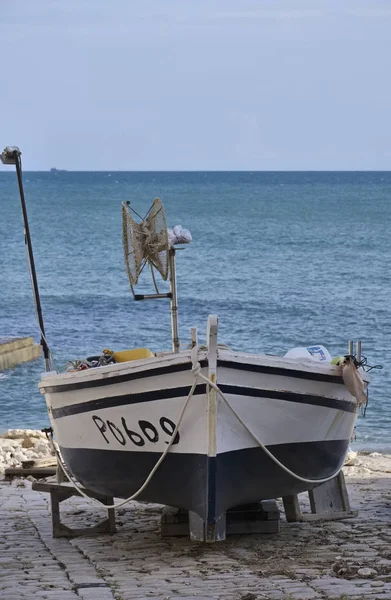 Italia Sicilia Mar Mediterráneo Sampieri Provincia Ragusa Barco Pesquero Madera — Foto de Stock