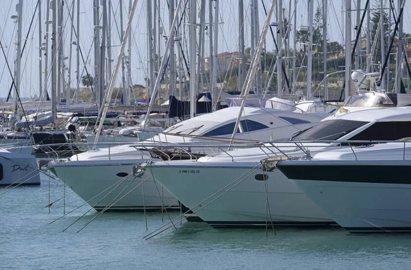 Italië Sicilië Middellandse Zee Marina Ragusa Oktober 2018 Jachten Luxe — Stockfoto