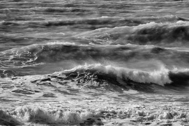 İtalya, Sicilya, Akdeniz, dalgalı deniz dalgaları
