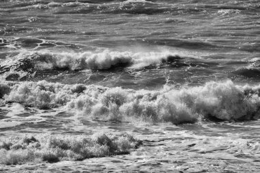 İtalya, Sicilya, Akdeniz, dalgalı deniz dalgaları
