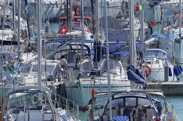 Italia Sisilia Laut Tengah Marina Ragusa Oktober 2018 Perahu Layar — Stok Foto