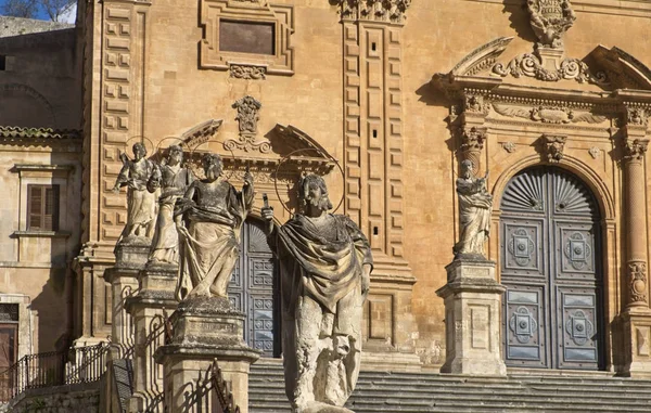 Italien Sicilien Modica Provinsen Ragusa Peter Cathedral Barock Fasaden Och — Stockfoto