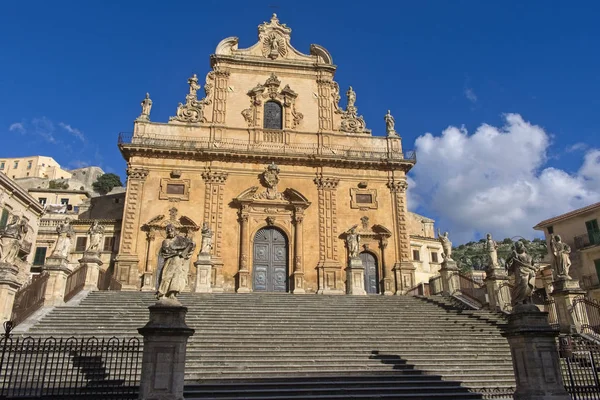 Italië Sicilië Modica Provincie Ragusa Peter Barokke Façade Van Kathedraal — Stockfoto