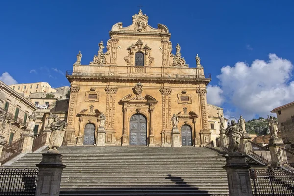 Itália Sicília Modica Província Ragusa Catedral São Pedro Fachada Barroca — Fotografia de Stock