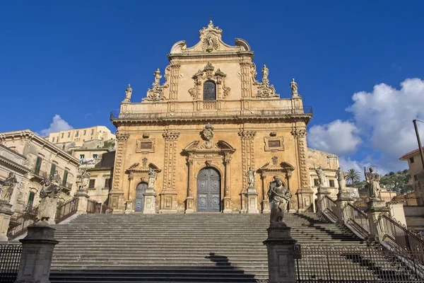 Italië Sicilië Modica Provincie Ragusa Peter Barokke Façade Van Kathedraal — Stockfoto