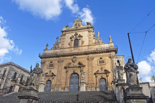 Italia Sicilia Modica Provincia Ragusa Catedral San Pedro Fachada Barroca — Foto de Stock