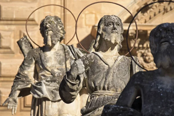 Italia Sicilia Modica Ragusa Provinsen Peters Katedralbarokkfasade Religiøse Statuer 1700 – stockfoto