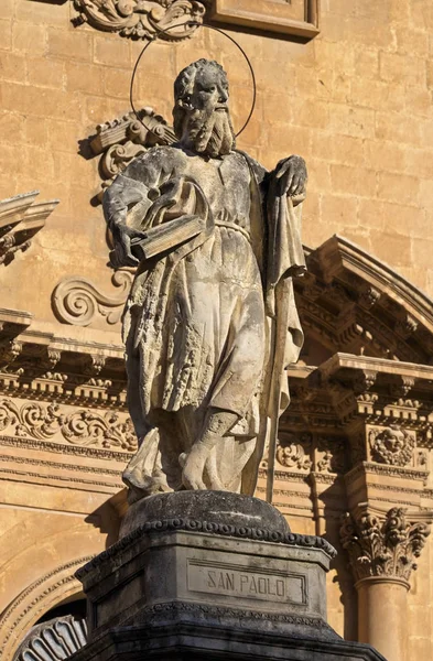 イタリア シチリア島 モーディカ ラグーザ県 ピエトロ大聖堂のバロック様式のファサードや宗教像 世紀交流 — ストック写真