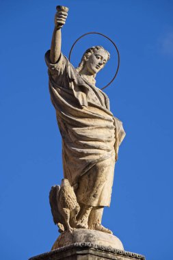 İtalya, Sicilya, Modica (Ragusa eyaletinde), St. Peter's Cathedral Barok cephesi ve dini heykel (18. yüzyıl a.C.)