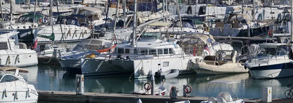 Italy Sicily Mediterranean Sea Marina Ragusa November 2018 Motor Boats — Stock Photo, Image