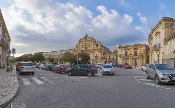 Italy Sicily Scicli Ragusa Province November 2018 View Italia Square — Stock Photo, Image