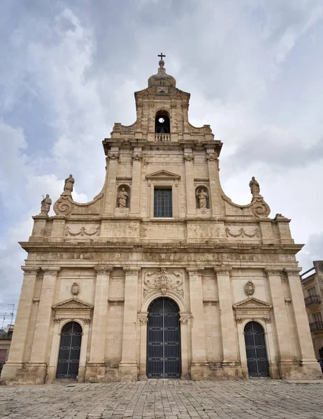 Włochy Sycylia Comiso Prowincja Ragusa Widoku Elewacji Kościoła Santa Maria — Zdjęcie stockowe