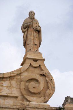 İtalya, Sicilya, Comiso (Ragusa eyaletinde), görünüm ve Santa Maria delle Stelle kilise cephe (Saint Mary yıldız Kilisesi - 1125 a.C.), dini heykeli