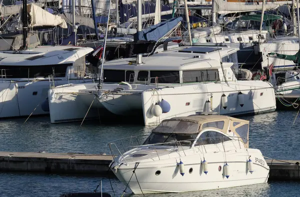 Italy Sicily Mediterranean Sea Marina Ragusa 2018 Luxury Yachts Port — Stock Photo, Image