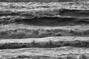İtalya, Sicilya, Akdeniz, dalgalı deniz dalgaları